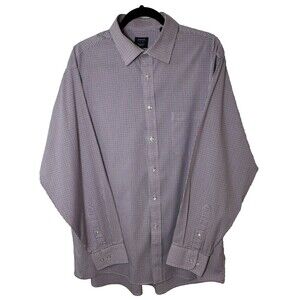 Arrow Dress Shirt Men's XL 17-17.5 34-35 Check Reg Fit Stretch Long SL W/Pocket